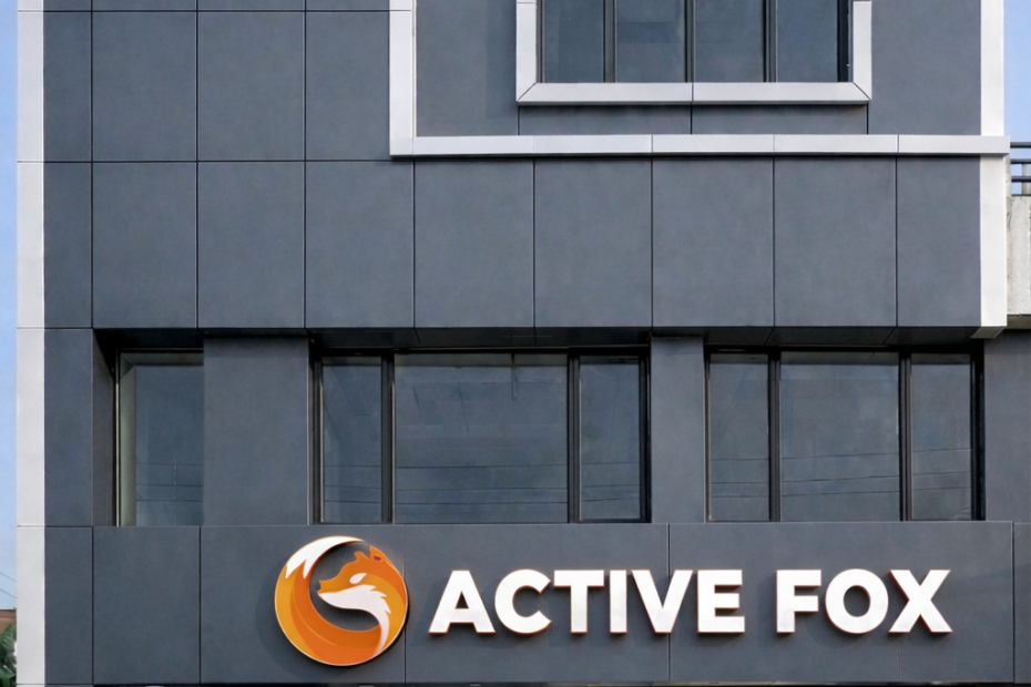 ACP cladding elevation with LED signage for modern commercial building exterior design