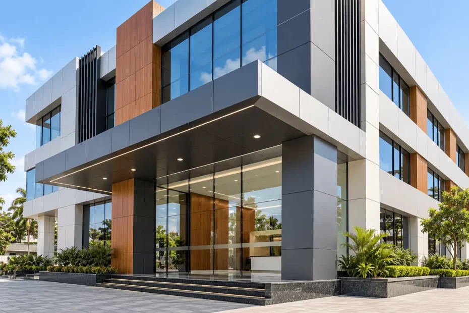 ACP facade design for commercial buildings and offices in Tamil Nadu