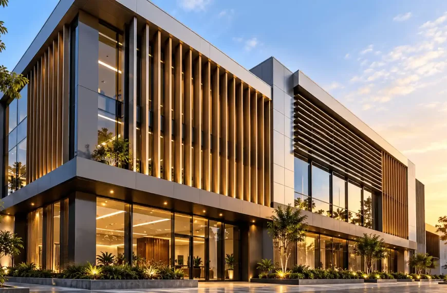 Aluminium louvers and fins for commercial facades in Tamil Nadu