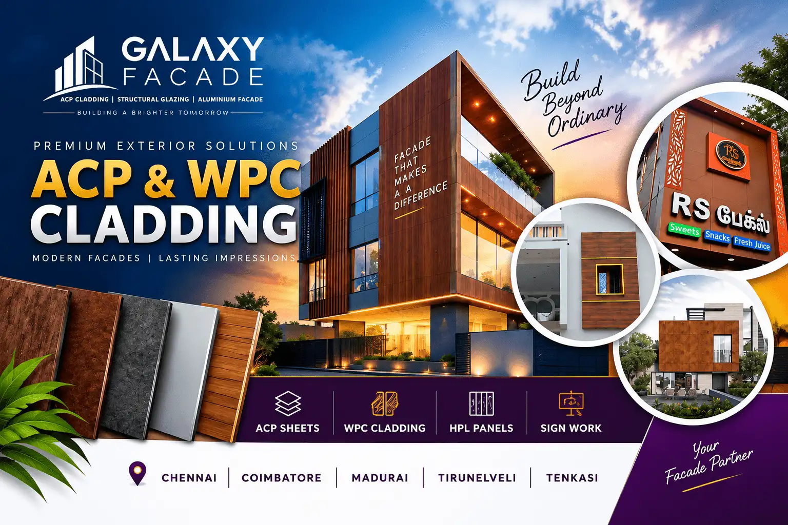 Commercial ACP Cladding & Facade Systems | Galaxy Graphics & LED