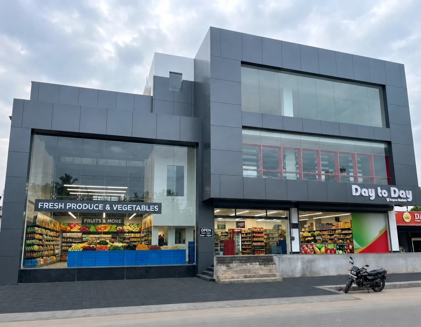 ACP showroom facade and cladding work in Madurai