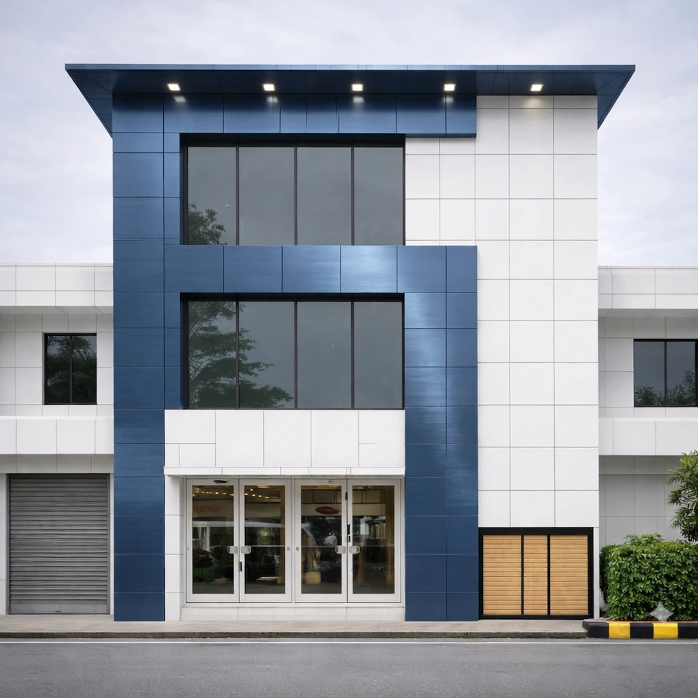 ACP facade elevation work for commercial buildings in Tenkasi